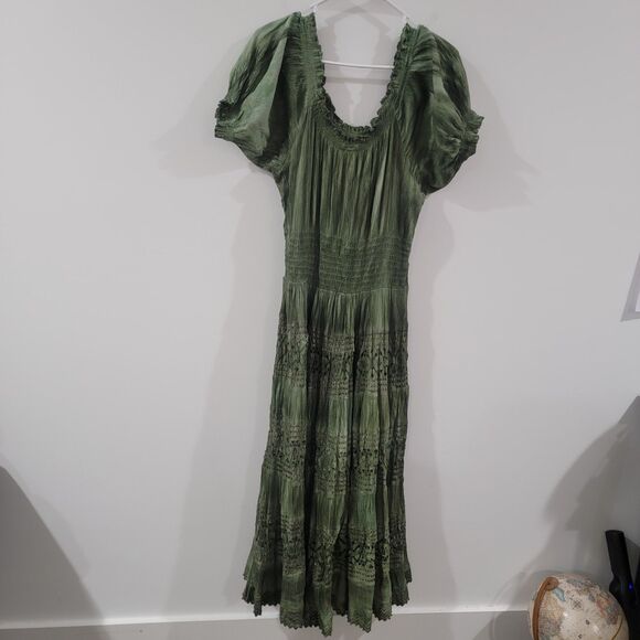 Advance Apparels Womens Dress One Size Green Milkmaid Fairy Ren Faire - Picture 1 of 8